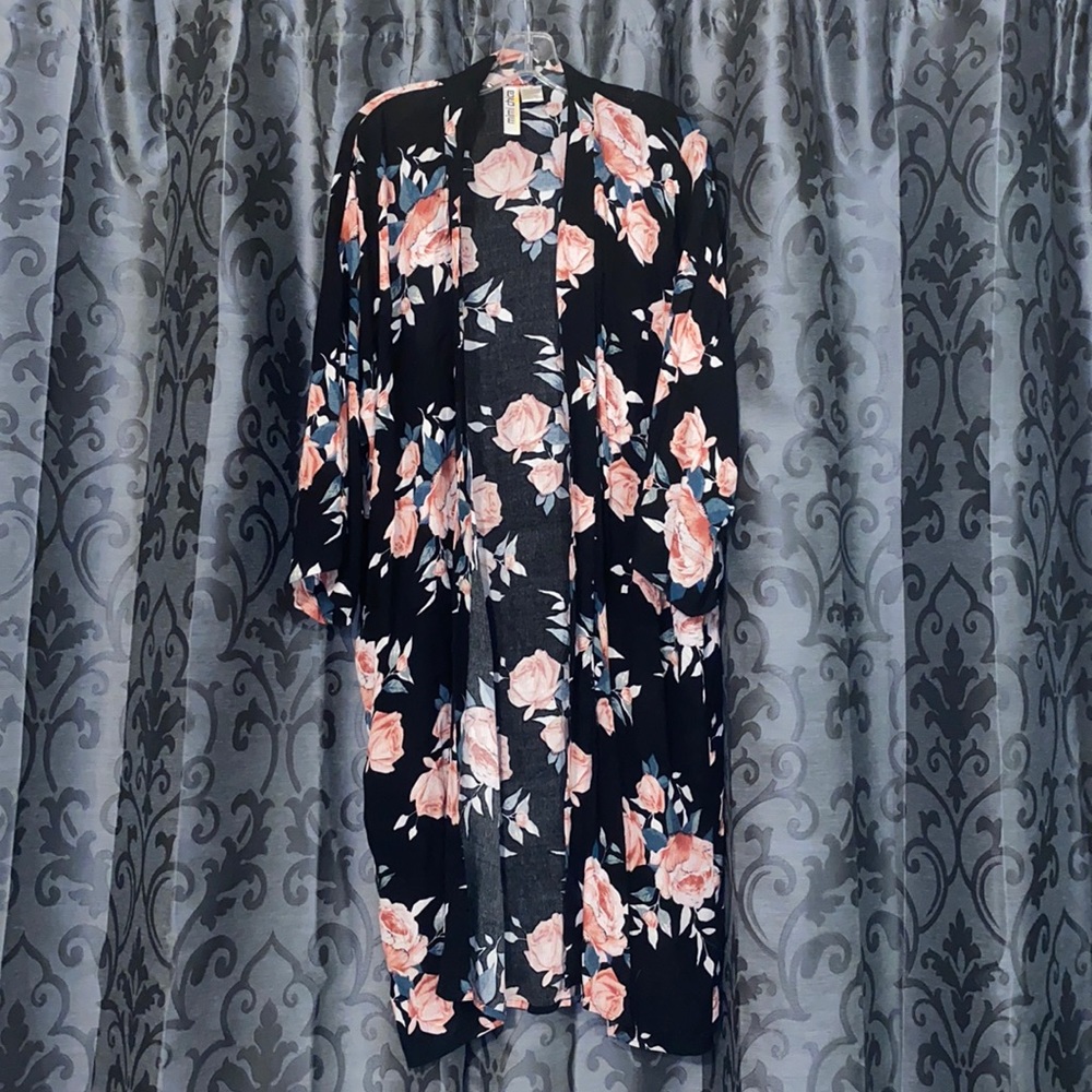 Black & Floral lightweight cardigan